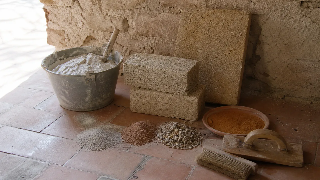 Materiali naturali per il restauro: grassello di calce, blocchi calce-canapa e pannelli in fibra di